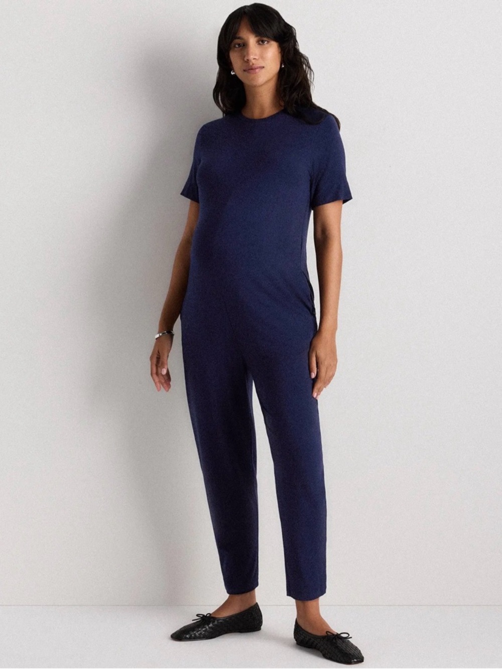 Quince Bamboo Jersey Maternity Everyday jumpsuit BLACK XS new NWT
